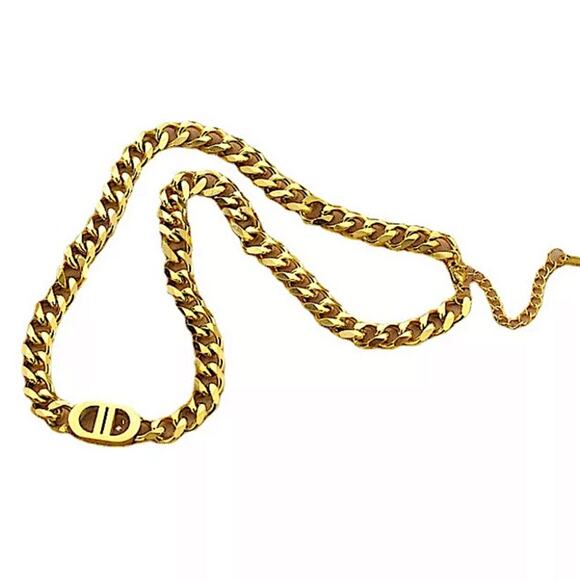 Double D Gold Plated Stainless Steel Necklace Matching Bracelet Set - Picture 2 of 4